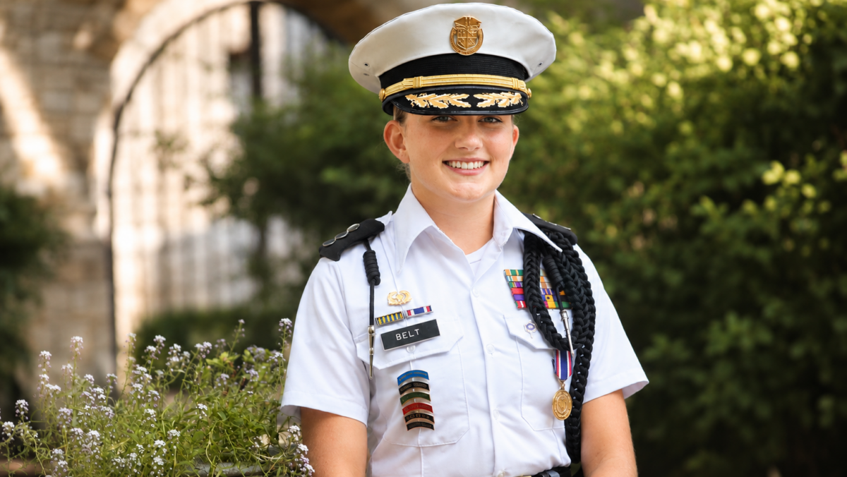 Cadet belt poses for a photo